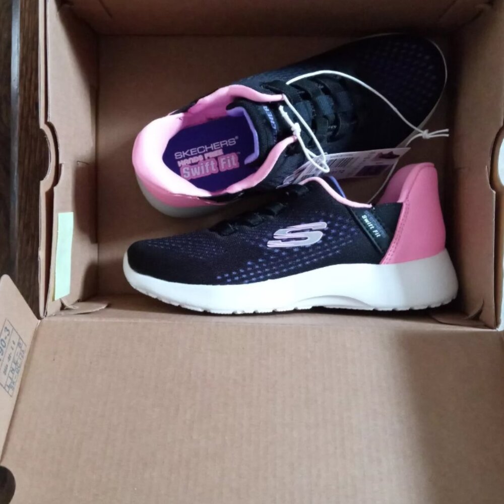 New! Skechers Kids' Boys Girls Hands Free Swift Fit Sneaker Black Color Size 12!
